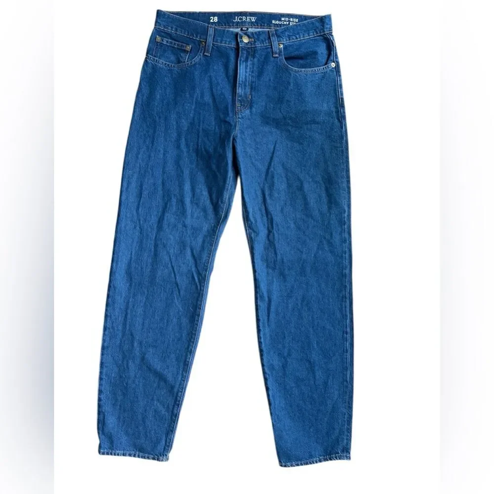 J. Crew Mid-Rise Slouchy Straight Jeans Size 28 Blue Denim editorial minimalist